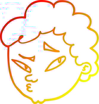 warm gradient line drawing cartoon suspicious man vector