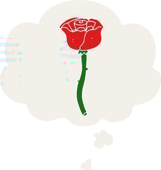 cartoon flower and thought bubble in retro style vector
