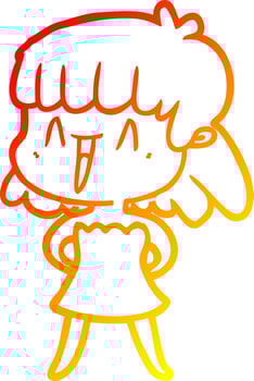 warm gradient line drawing cartoon woman vector