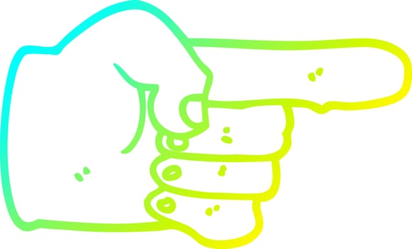 cold gradient line drawing cartoon pointing hand vector