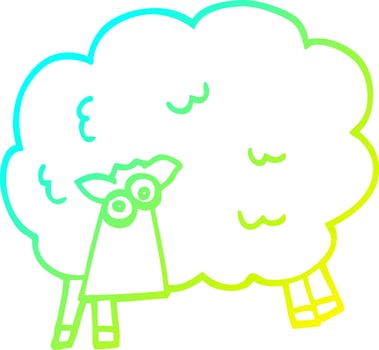 cold gradient line drawing cartoon funny sheep vector