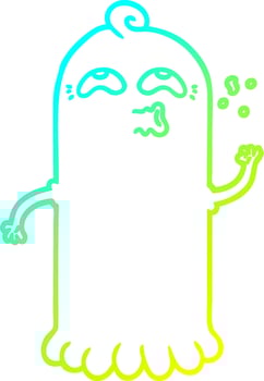 cold gradient line drawing cartoon ghost vector