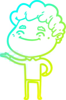cold gradient line drawing cartoon friendly man vector