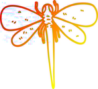 warm gradient line drawing cartoon dragonfly vector