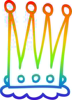 rainbow gradient line drawing cartoon crown vector