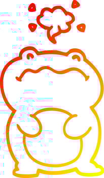 warm gradient line drawing cartoon frog vector