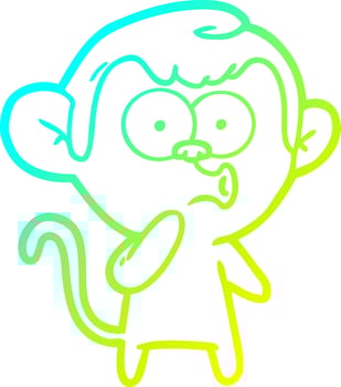 cold gradient line drawing cartoon hooting monkey vector