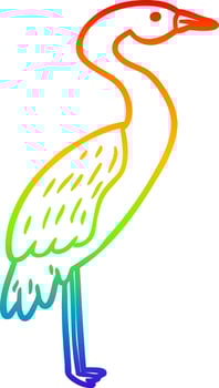 rainbow gradient line drawing Cartoon stork vector