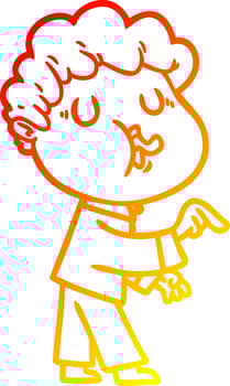 warm gradient line drawing cartoon man singing vector