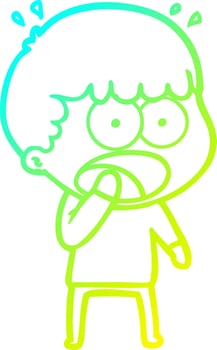cold gradient line drawing cartoon shocked man vector