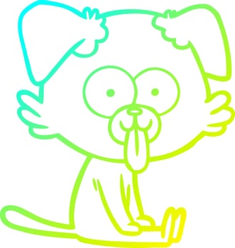 cold gradient line drawing cartoon sitting dog with tongue sticking out vector