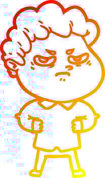 warm gradient line drawing cartoon angry man vector
