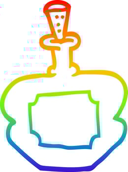 rainbow gradient line drawing cartoon perfume bottle vector