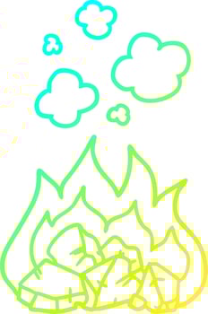 cold gradient line drawing cartoon hot coals vector