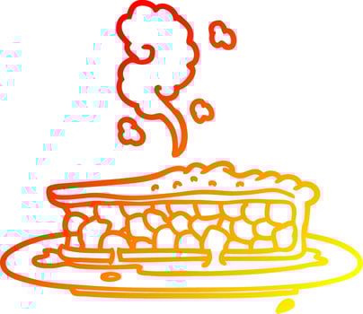 warm gradient line drawing cartoon blueberry pie vector