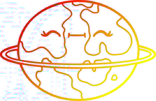 warm gradient line drawing cartoon habitable alien planet vector