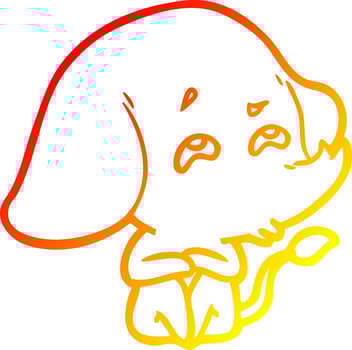 warm gradient line drawing cartoon elephant remembering vector