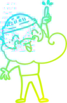 cold gradient line drawing happy bearded man with great idea vector