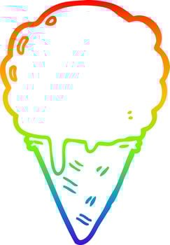 rainbow gradient line drawing cartoon ice cream vector