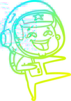 cold gradient line drawing cartoon laughing astronaut vector