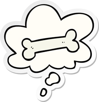 cartoon bone and thought bubble as a printed sticker vector