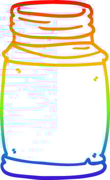 rainbow gradient line drawing cartoon glass jar vector