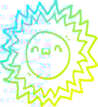 cold gradient line drawing cartoon sun vector