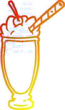 warm gradient line drawing milkshake vector