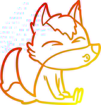 warm gradient line drawing cartoon wolf whistling vector