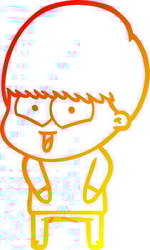 warm gradient line drawing cartoon happy boy vector