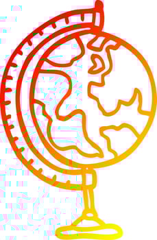 warm gradient line drawing cartoon globe vector