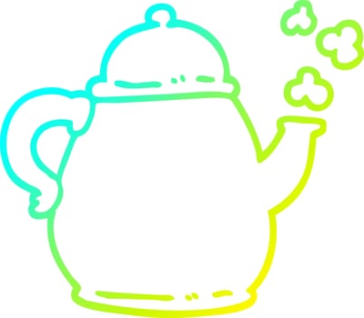 cold gradient line drawing cartoon tea po vector