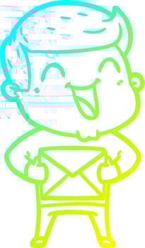 cold gradient line drawing cartoon man laughing vector