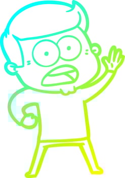 cold gradient line drawing cartoon shocked man vector