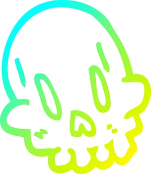 cold gradient line drawing cartoon funny skull vector