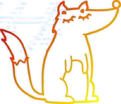 warm gradient line drawing cartoon wolf vector