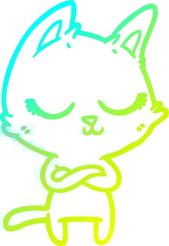 cold gradient line drawing calm cartoon cat vector
