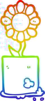 rainbow gradient line drawing cartoon flower vector