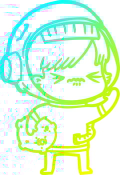 cold gradient line drawing angry cartoon space girl vector