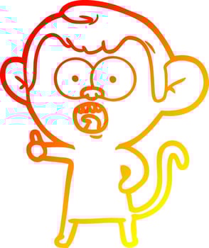 warm gradient line drawing cartoon shocked monkey vector