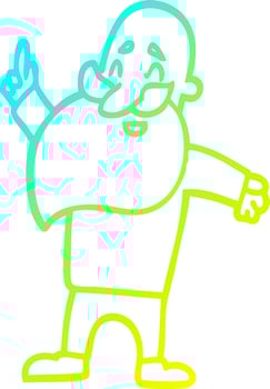 cold gradient line drawing cartoon man with beard vector