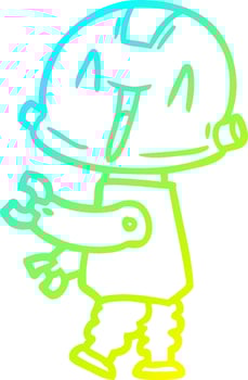 cold gradient line drawing cartoon robot vector