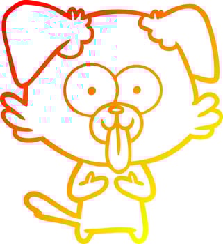 warm gradient line drawing cartoon dog with tongue sticking out vector