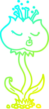 cold gradient line drawing cute cartoon flower vector