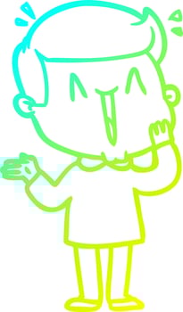cold gradient line drawing cartoon excited man vector