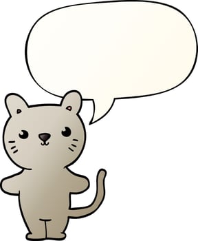 cartoon cat and speech bubble in smooth gradient style vector