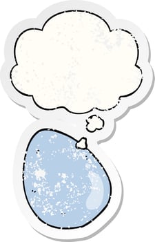 cartoon egg and thought bubble as a distressed worn sticker vector