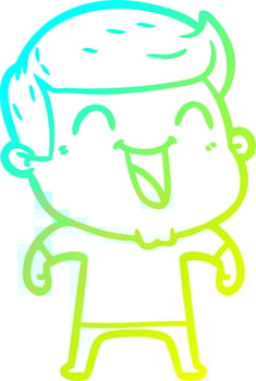 cold gradient line drawing cartoon man laughing vector