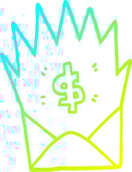 cold gradient line drawing cartoon unexpected pay check vector