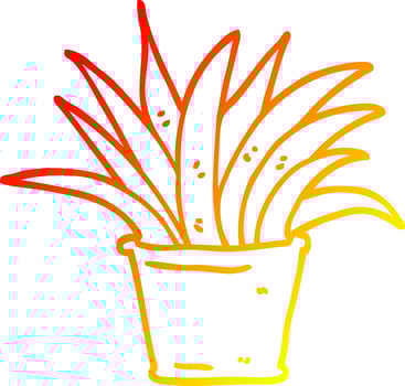 warm gradient line drawing cartoon house plant vector